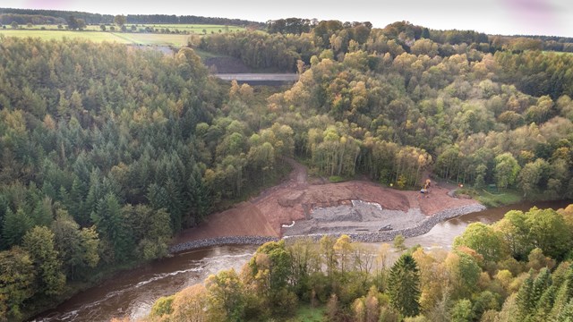 Aerial view of Eden Brows. settle line running above the River Eden..-5