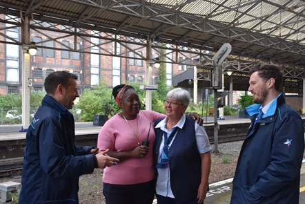 Angie Hunte and colleagues at Huddersfield Station