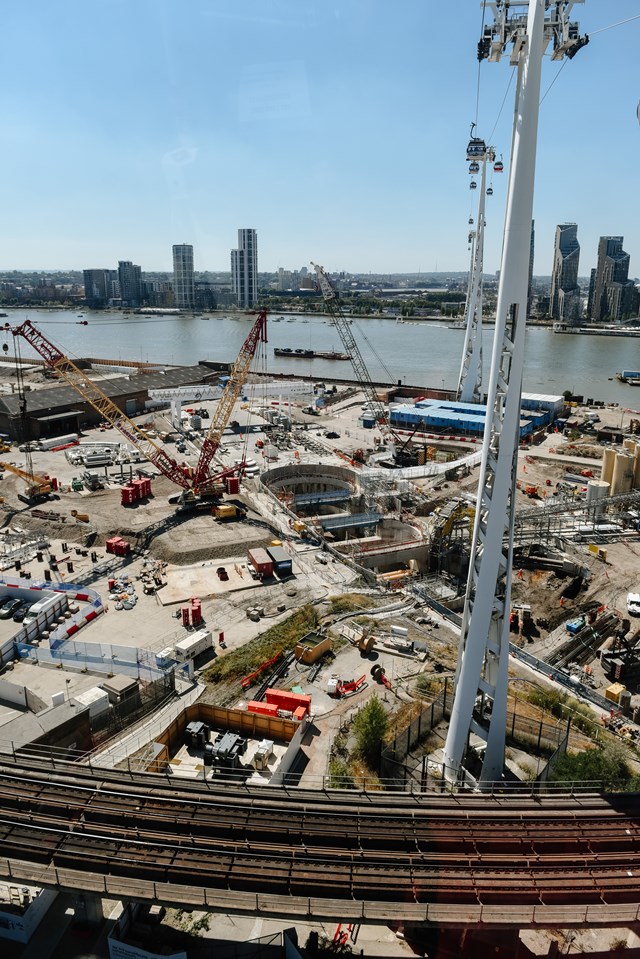 TfL image  - Aerial view of Newham worksite