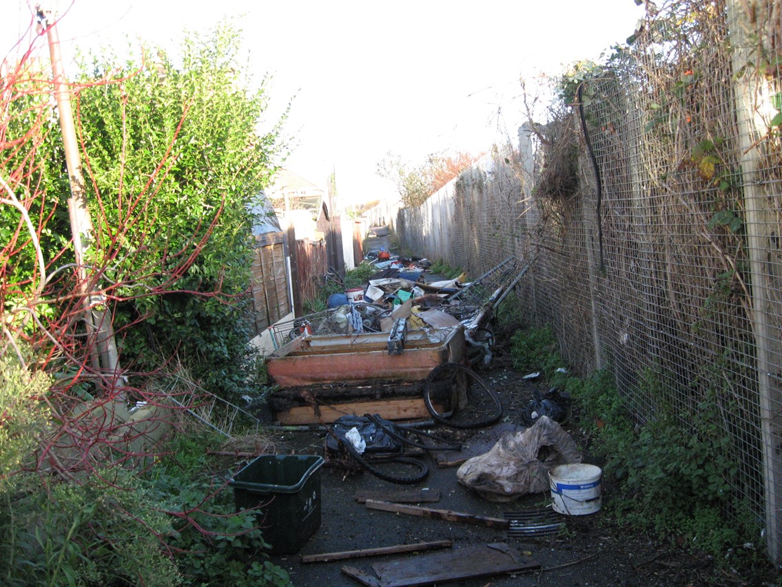 Fly-tipped rubbish in Harwich: Network Rail's maintenance team removed rubbish illegally dumped on the raiway embankment.