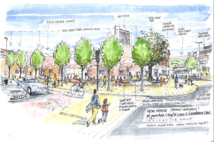 Key Leeds city centre gateway set to be given people-friendly new look: claypitlanespaceimprovement-sketches-higher-res.jpg