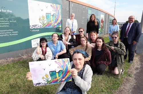 Bouygues UK and Carmarthenshire County Council celebrate new Pentre Awel hoarding designed by Coleg Sir Gâr students: CSG Event image