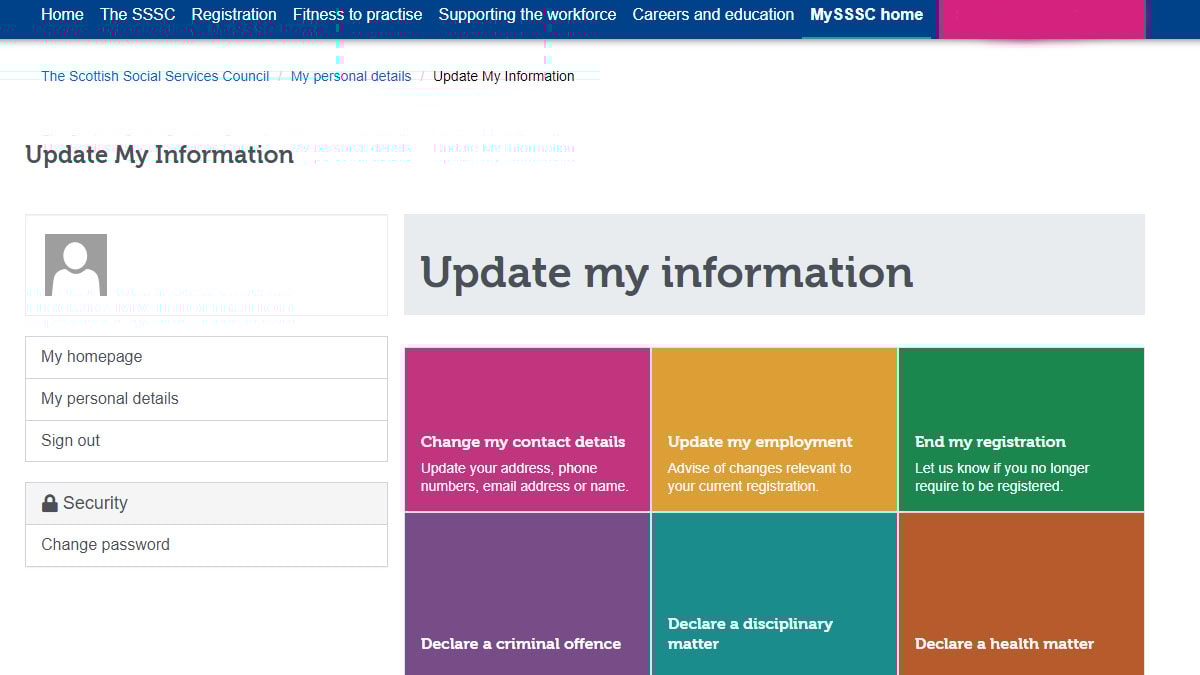 MySSSC update details (image)