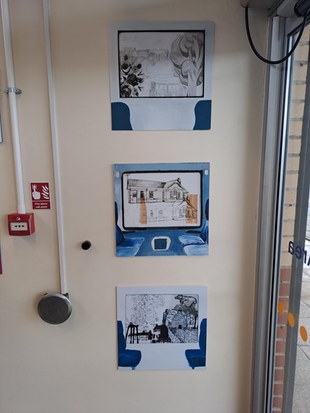 This image shows the artwork on display in Swinton's waiting room