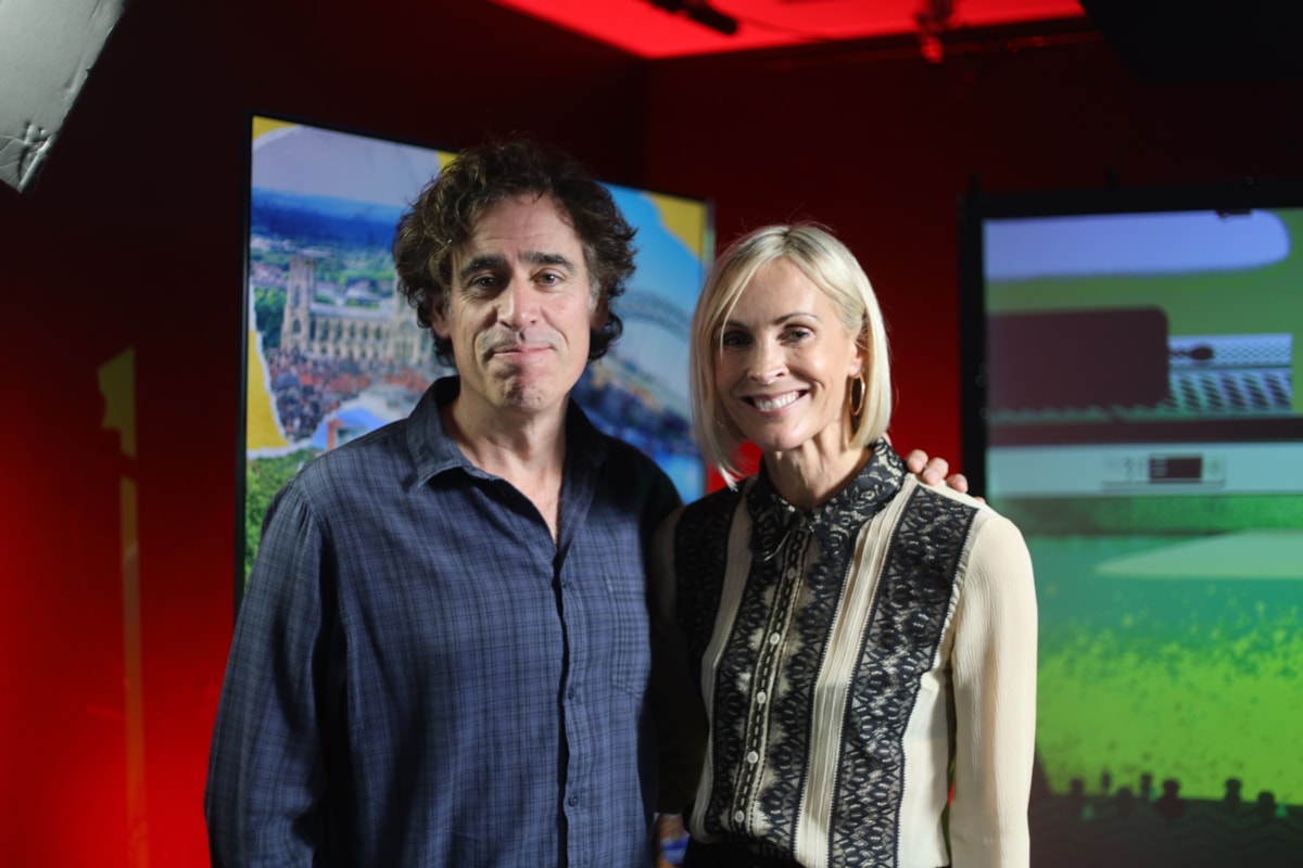 Stephen Mangan and Jenni Falconer in LNER Routes Studio