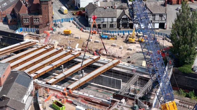 Beam 9 being lifted into position at Greek Street August 2025: Beam 9 being lifted into position at Greek Street August 2025
