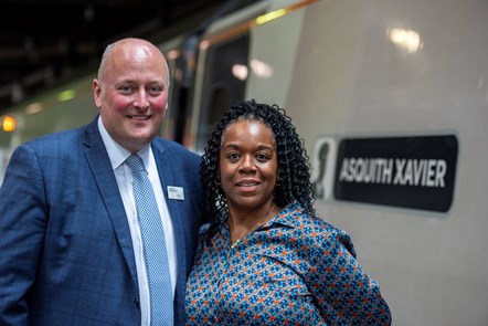 Asquith's daughter Maria Xavier with Avanti West Coast Managing Director Andy Mellors