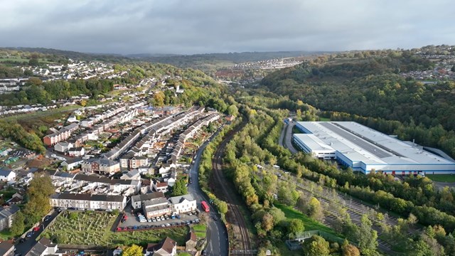 Ebbw Vale line aerial shot: Ebbw Vale line aerial shot