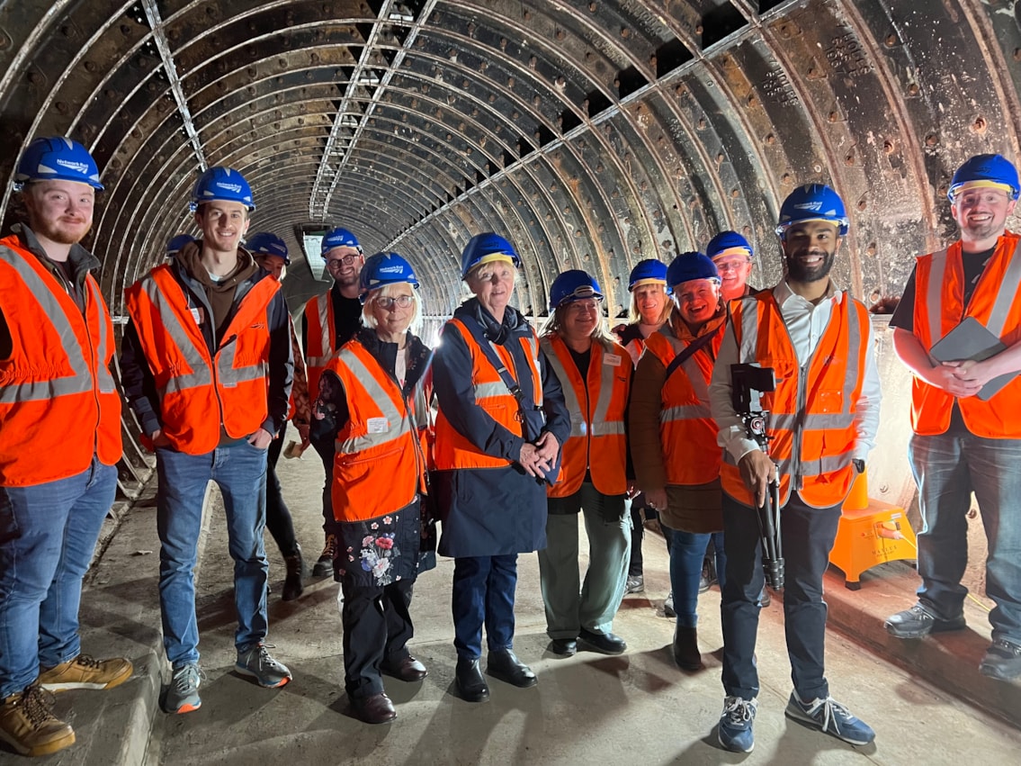 One of the 'hidden tunnel' tour groups at Birmingham New Street