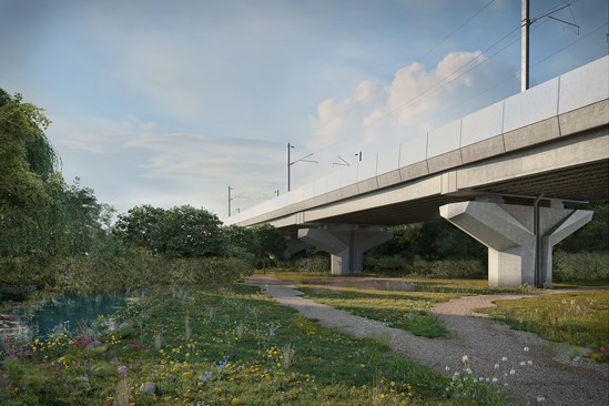 Balsall Common viaduct - current design - polished concrete parapet
