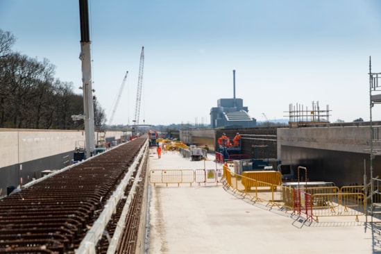 View looking south towards the incinerator along the base slab of the bat structure April 2025
