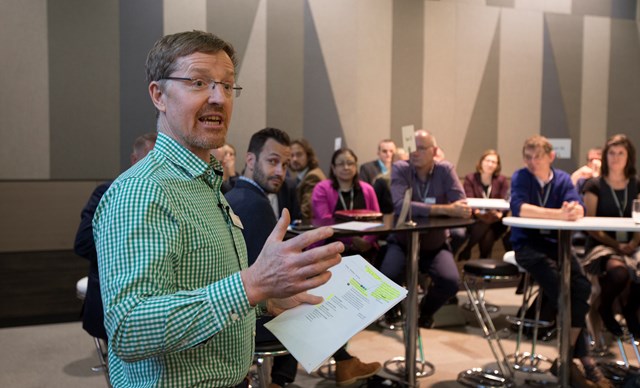 David Ollerhead, programme director, Open for Business - presenting at conference