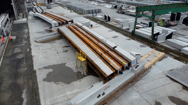 Drone shot of two thirds of Greek Street bridge assembled in Ireland: Drone shot of two thirds of Greek Street bridge assembled in Ireland