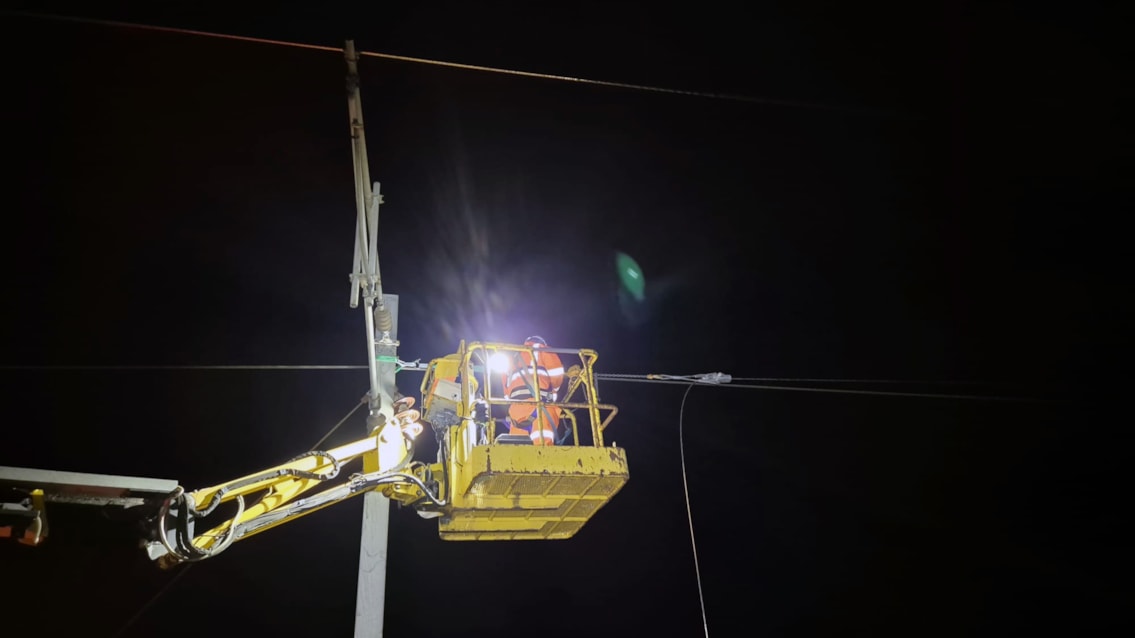 Team renewing overhead lines in Lancashire April 2026