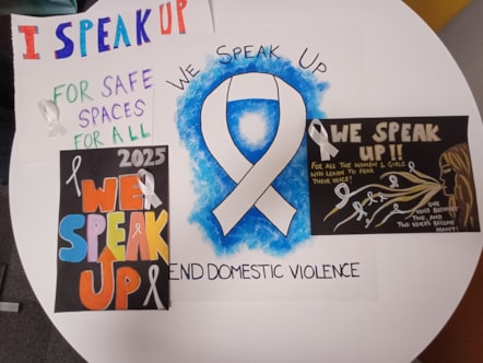 We Speak Up posters for White Ribbon Day