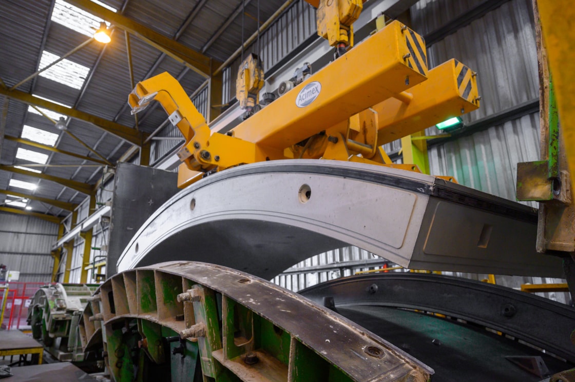 HS2 tunnel segment casting complete at PACADAR UK Isle of Grain factory-10: Production of one of the final segments cast for HS2 London Tunnels at the PACADAR factory on the Isle of Grain in Kent. PACADAR are manufacturing the London Tunnel segments as a sub-contractor for our London tunnels contractor Skanska Costain STRABAG (SCS) joint venture.