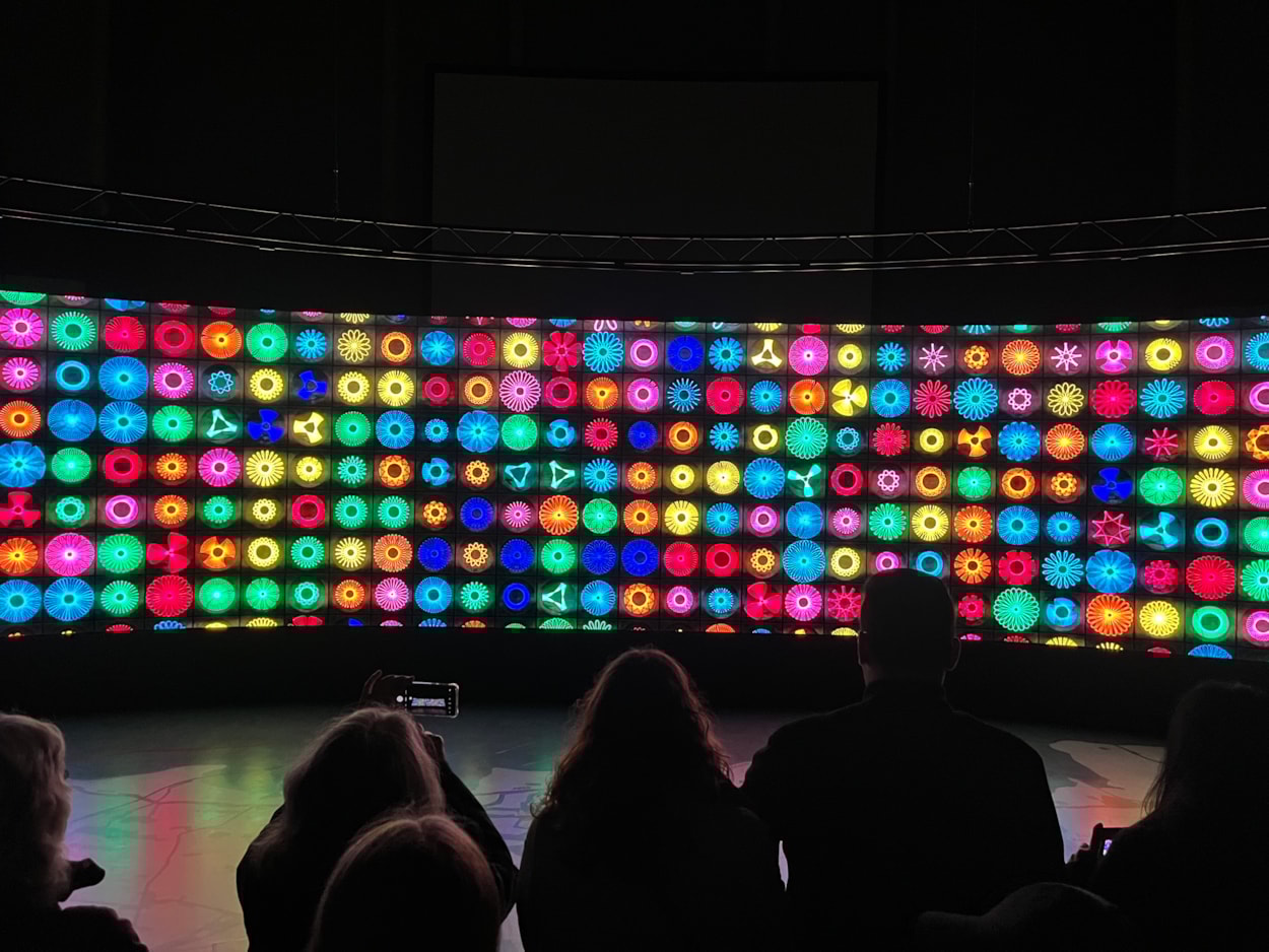 Light Night 2025: Beloved children’s toy Spirograph was reinvented in a beautiful, animated display at Leeds City Museum, created by artist Lesley Halliwell and William Card.