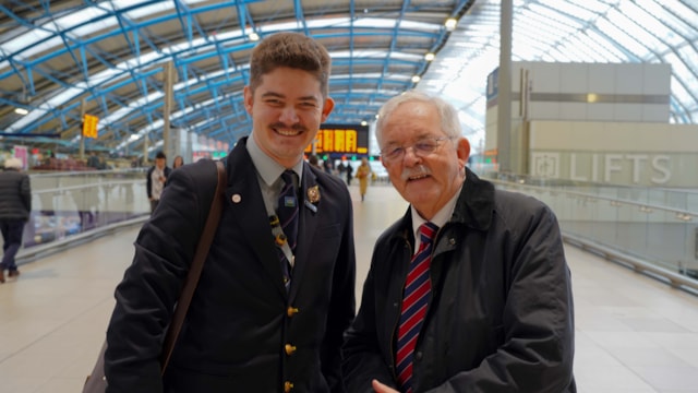 L to R: Andrew and Mike Lamport at Waterloo station (landscape)