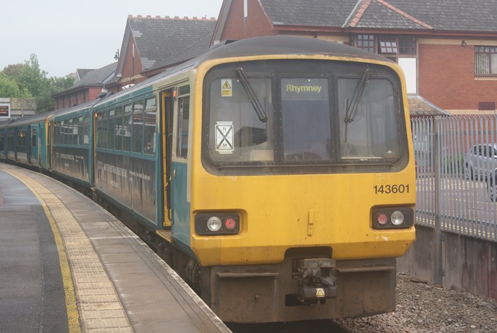 Class 143 Pacer 143601 at Penarth, 28 May 2021