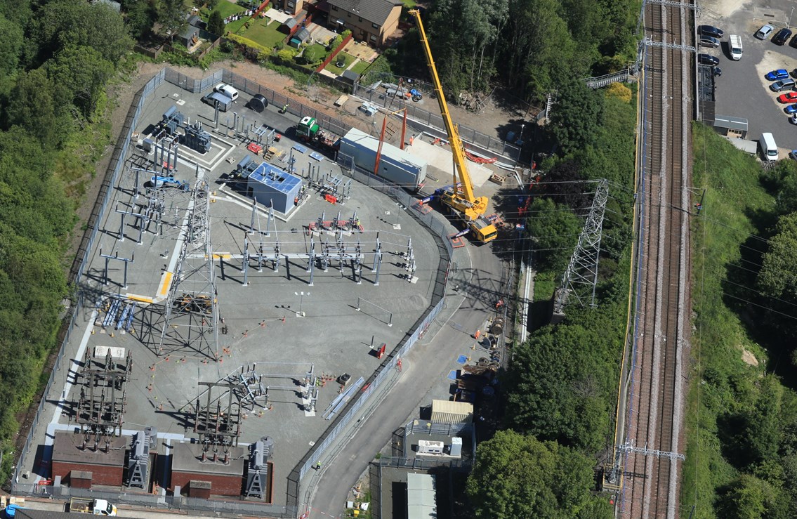 First new feeder station of green investment programme: Ferguslie FS aerial 1 - Credit Network Rail Air Ops Team