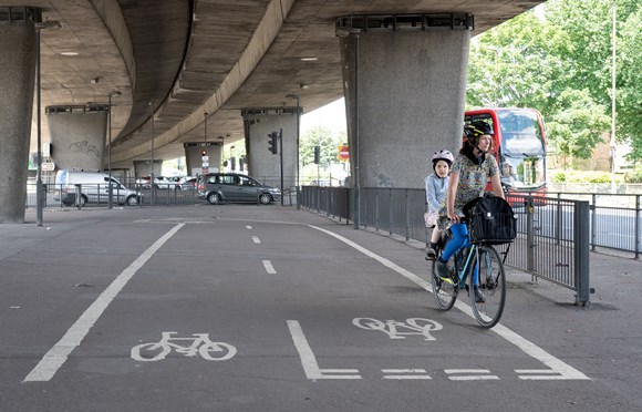 TfL Image - Safer cycle route through Angerstein roundabout as part of C4 extension