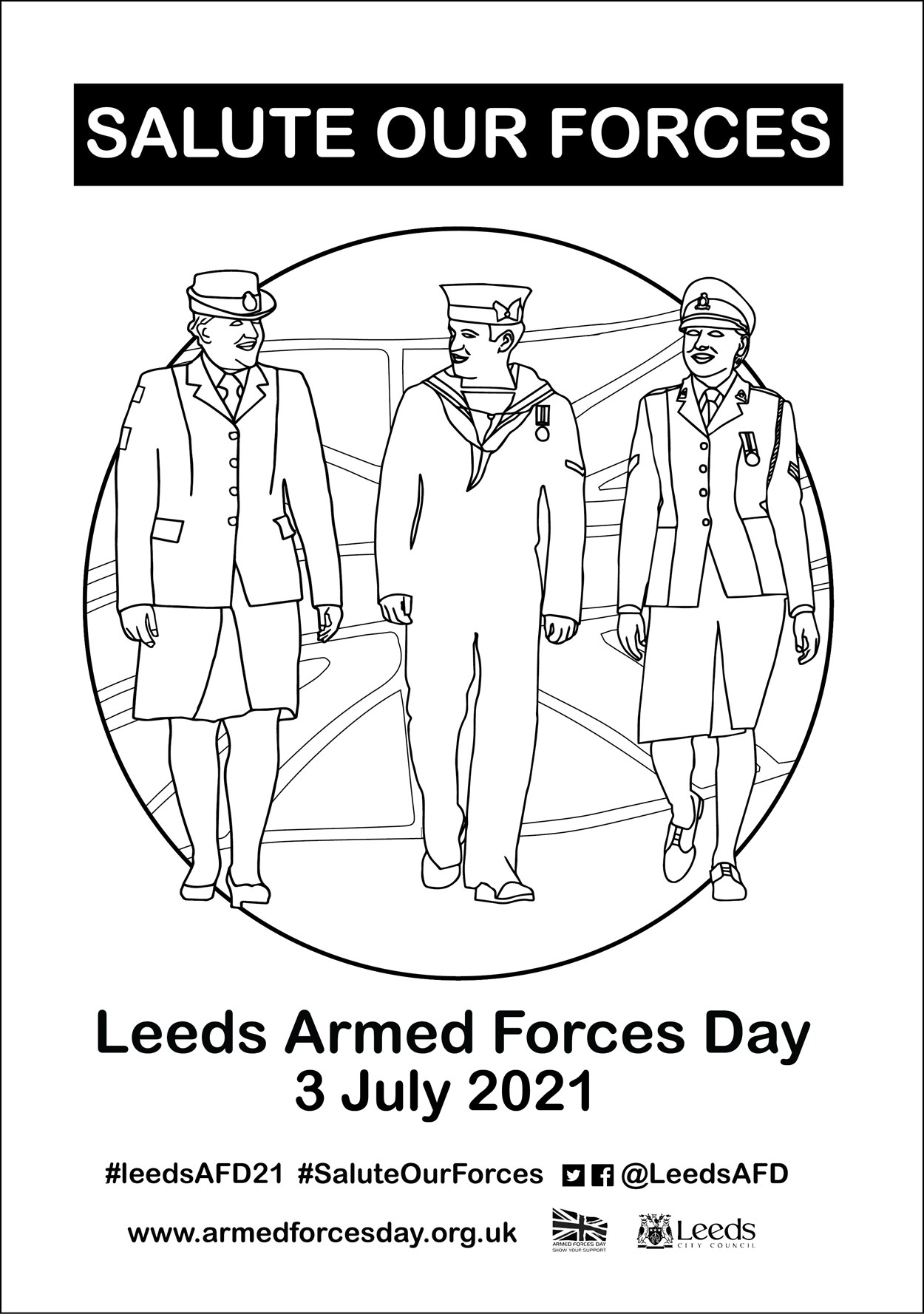 Armed Forces Day colouring in poster