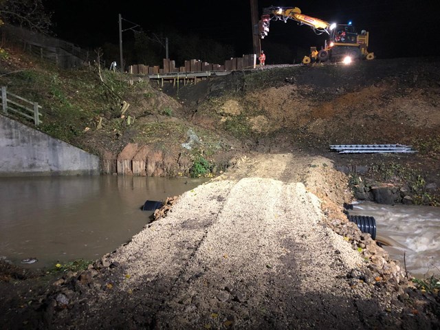 Network Rail teams continue to fix complex landslip at Aycliffe as repair completion moves to Wednesday: Work continues to reinforce the land at Aycliffe, Network Rail