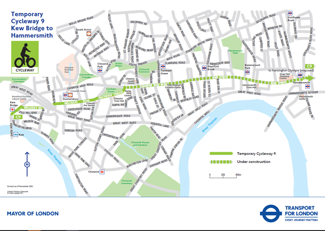 TfL Image - Hammersmith Gyratory temporary Cycleway 9