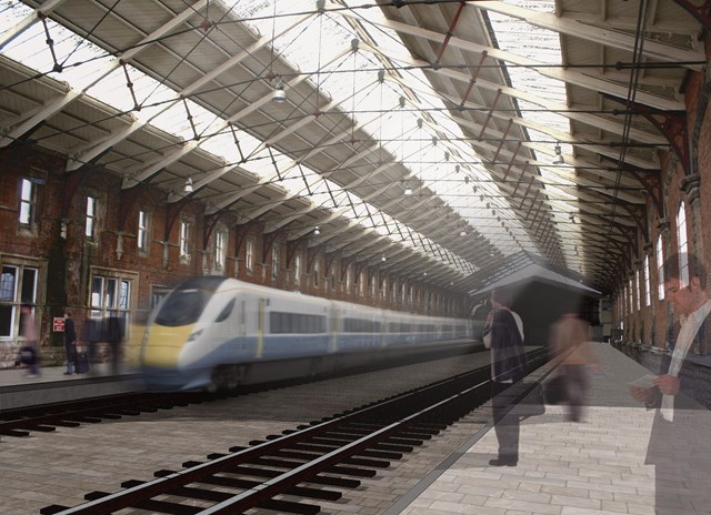 Artist impression of proposed additional platforms at Bristol Temple Meads