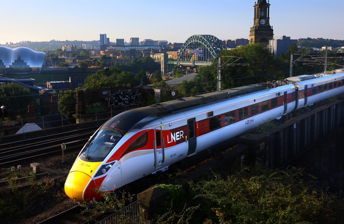 Azuma train passing by Newcastle