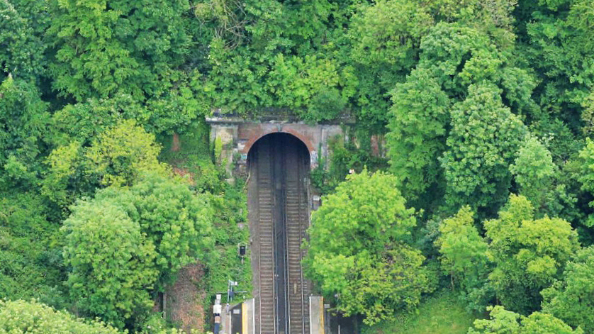 Passengers reminded to plan ahead as Network Rail gears up for nine-day total closure of Penge Tunnel between Brixton and Beckenham Junction in South London, starting this Saturday: Penge Tunnel Aerial (1)