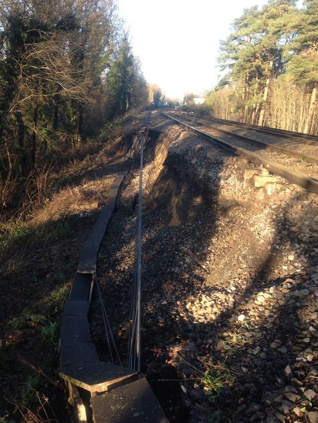 Sussex’s railway recovering from Christmas storms: Ockley landslip