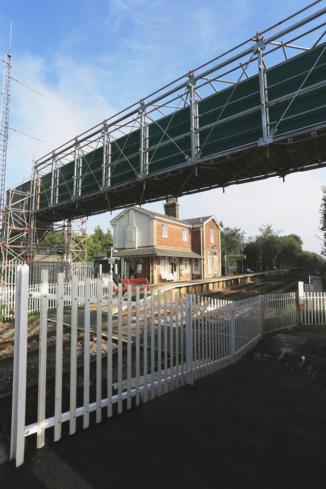 New footbridge (temporary) at Ham Street in Kent, following near miss: New footbridge (temporary) at Ham Street in Kent, following near miss