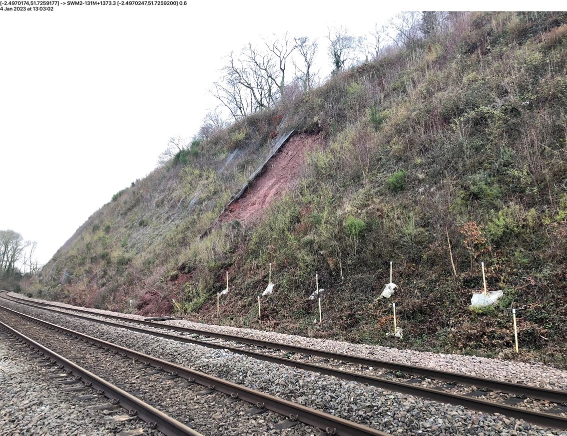 Landslip on Severn Estuary line Jan 2023 2