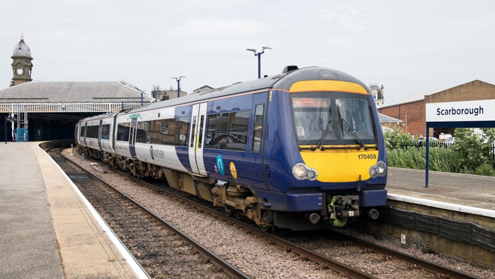 Image shows Northern train at Scarborough station