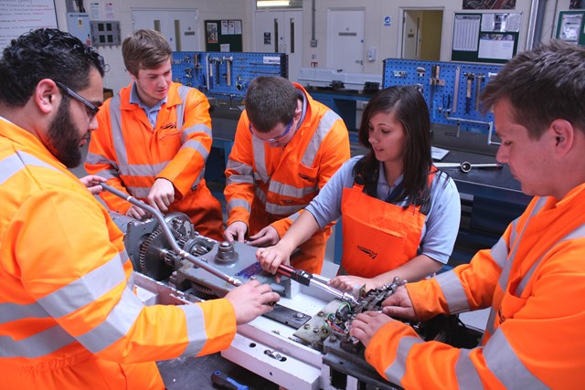 Network Rail apprentices in the workshop: Network Rail apprentices in the workshop