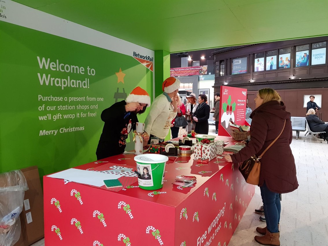 Network Rail has Christmas wrapped up for Waterloo station shoppers: Wrapland - Glasgow Central booth 3