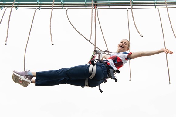 Bryony Page on Aerial Adventure at Caister-on-Sea