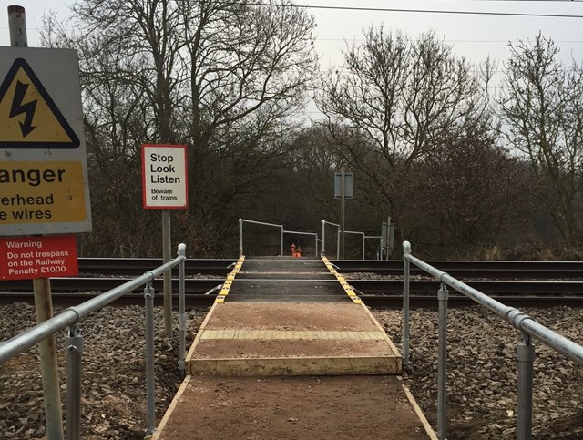 Safety improvements made at six footpath level crossings across Suffolk and Essex: Falstaff level crossing afterwards