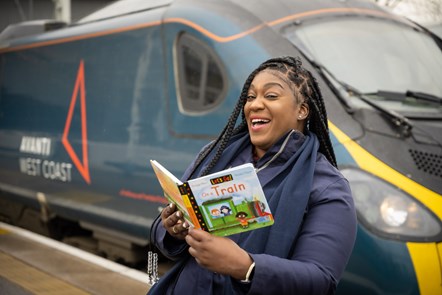 World Book Day Photo 2: Avanti West Coast On Board Customer Service Assistance Bianca Dennis on World Book Day with one of the many books being donated to schools on the network.