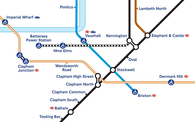 Tube map showing Northern line extension