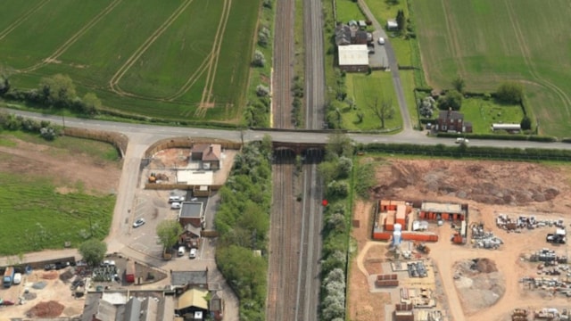 Minimal disruption to passengers during East Midlands bridge replacement: Kirk Hill bridge aerial view