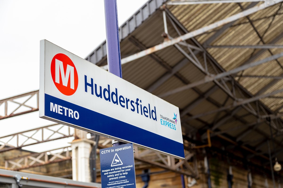 Huddersfield station sign