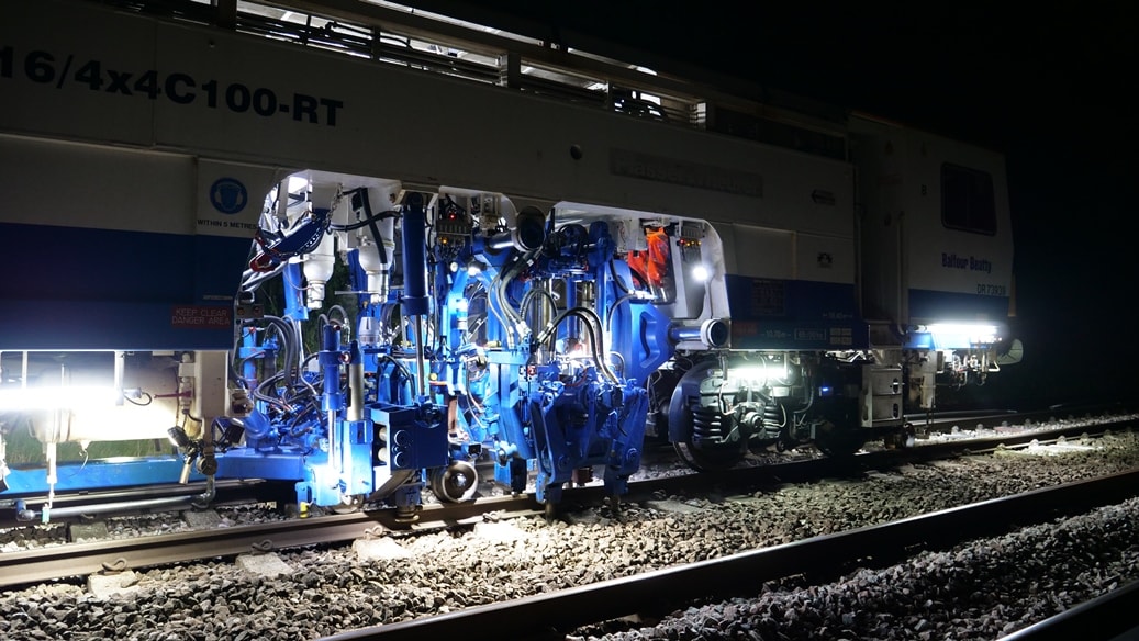 Additional late night engineering work on the Ely – King’s Lynn line next week: Tamping machines like this one will be used on the Fen Line next week