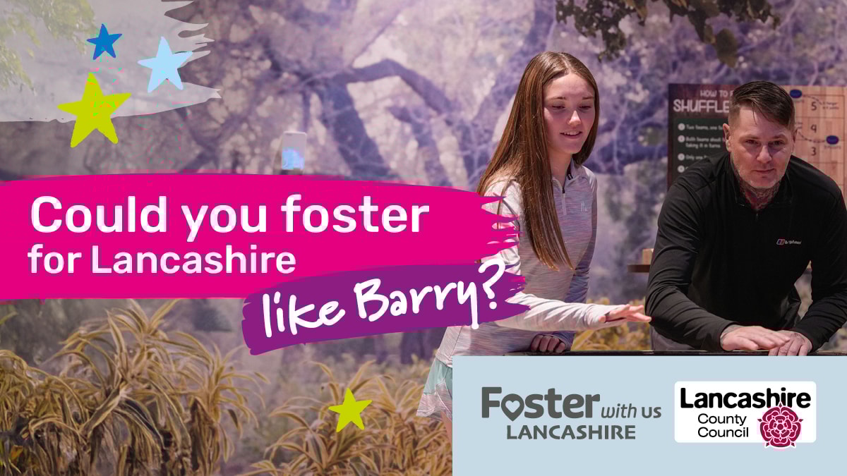 Foster carer Barry (posing with a model)