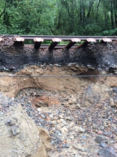 West Highland line - track washout between Ardlui and Crianlarich, August 5, 2019