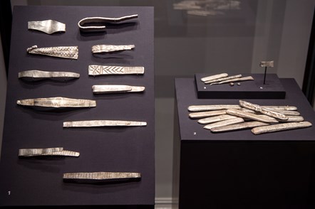Silver bullion from The Galloway Hoard on display at Kirkcudbright Galleries, credit Neil Hanna