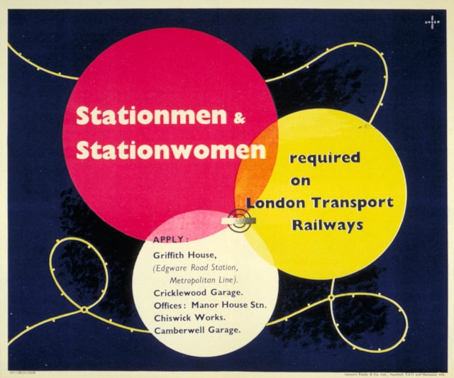 LTM Image - 1983 4 10979  Poster; Stationmen and stationwomen by Hans Unger 1951 (C) TfL from London Transport Museum's collection