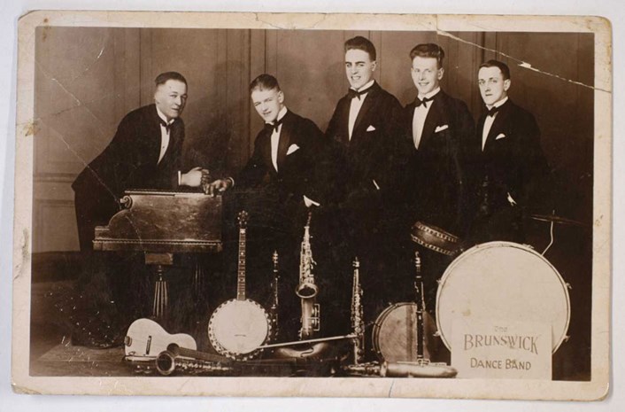 Sounds of Our City: Photograph of The Brunswick Dance Band, based in Morley, 1920s.
