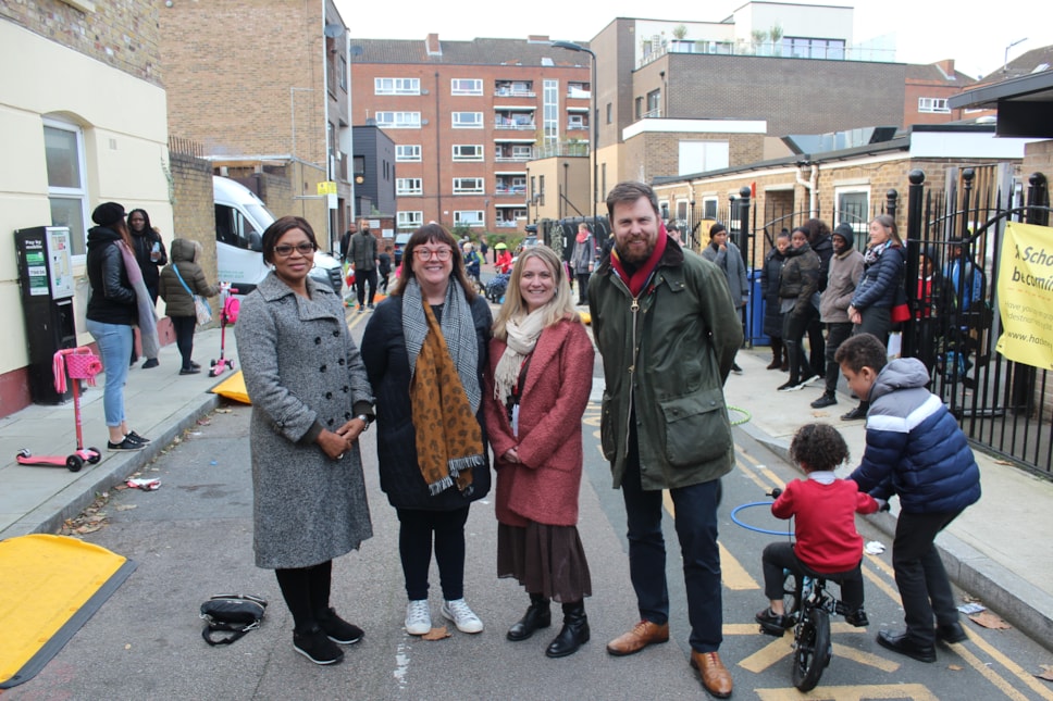 1 (From L to R) Cllr Sade Etti, Cllr Sophie Cameron, Jane O'Brien, Headteacher at St Mary's and Cllr Jon Burke, Cabinet Member for Energy, Waste, Transport and Public Realm